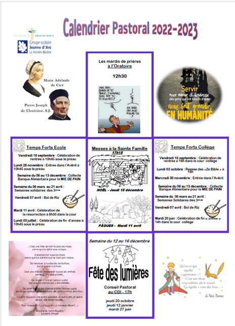 calendrier pastoral 2022-2023